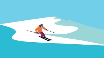 a person riding skis down a snowy slope vector