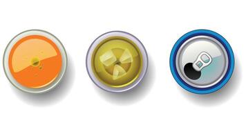 Three different colored cans bottles with different shapes vector