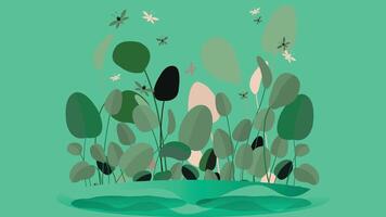 Abstract floral and tree background flat illustration vector