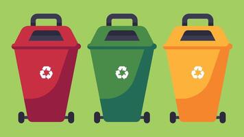 sustainable trash containers with various types illustration vector