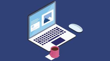 Isometric office and desk elements illustration vector