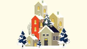 House complex in a snow environment illustration vector