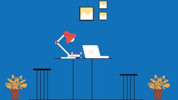 Computer screen on a desk flat design illustration vector