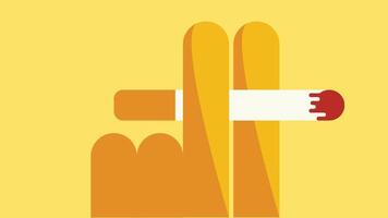 hand holds a cigarette isolated flat design vector