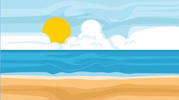 sunny and golden sandy beach background illustration vector