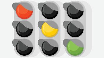 Traffic light with the 3 different lights isolated graphic element vector