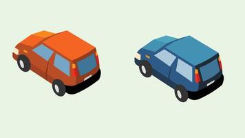 Cars game assets with various colors in isometric illustration style vector