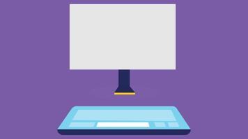 Computer screen on a desk flat design illustration vector