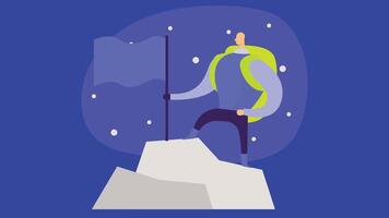 Adventurer climbing to the top of the mountain illustration vector