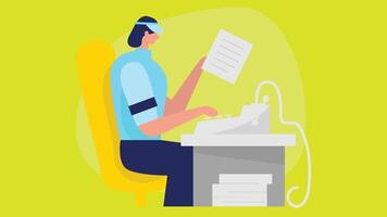 Accountant employee working on financial documents illustration vector