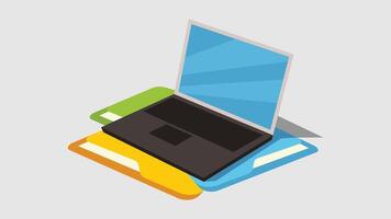 Computer screen on a desk flat design illustration vector