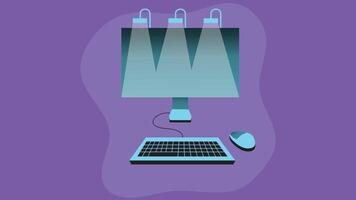 Digital marketing ads using computer illustration vector