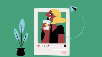 Sharing pictures on social media with like buttons illustration vector