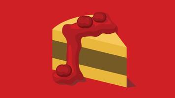Berry cheese cake with chocolate in middle isolated illustration vector