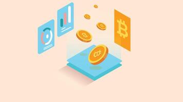 Bitcoin coins visualization concept illustration vector