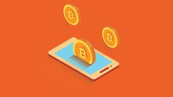 Bitcoin coins visualization concept illustration vector