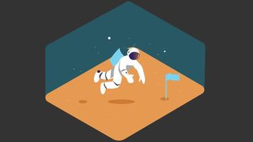 Space astronaut on Mars surface isometric style illustration vector