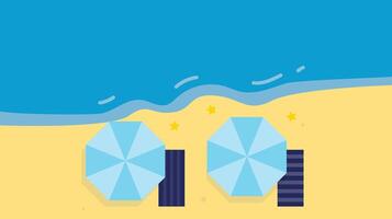 Beach in summer with umbrella top view illustration vector