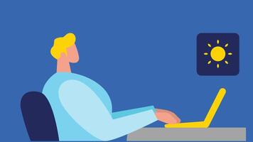 Freelancer working on a project on laptop at home illustration vector