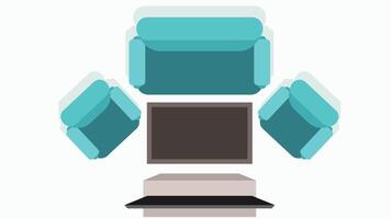 Living room top view layout with TV set vector