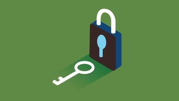 Lock and key isometric style illustration vector
