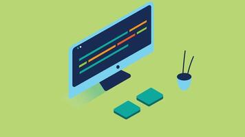Isometric style design of computer screen illustration vector