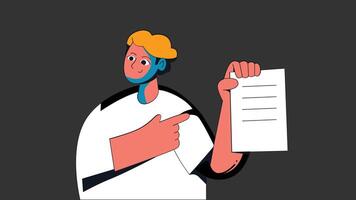 Man points to a document flat illustration vector