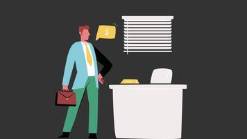 employee in an office desk flat design vector