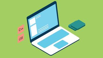 Programming laptop isometric illustration vector