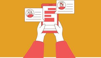 Mobile chat application with multiple chat pop ups illustration vector