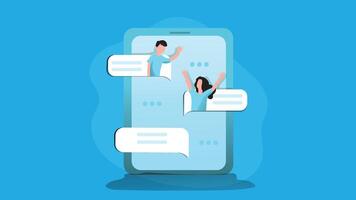 Chatting app conversation in an isolated mobile screen illustration vector