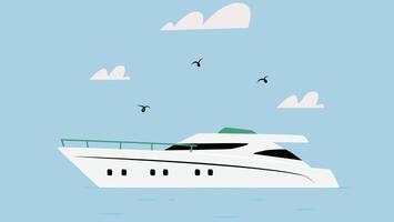 luxury yacht in the open waters flat design vector