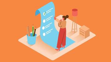 Auditor checklist items report isometric design vector