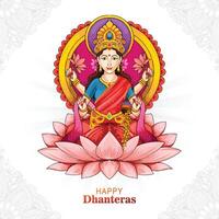 Goddess maa laxmi with coins for indian festival dhanteras background vector