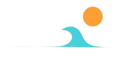 simple illustration of waves and sun for summer vibes vector