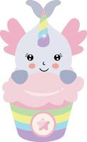 Funny unicorn whale in ice cream vector