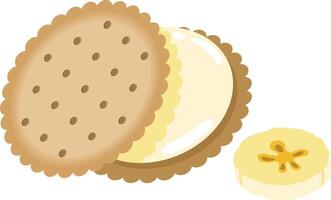 Sandwich biscuit with banana cream vector