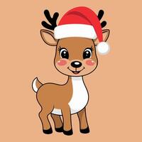 A happy face reindeer on flat background. vector