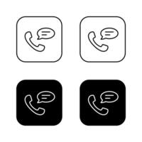 Phone handset with speech bubble icon on black square vector