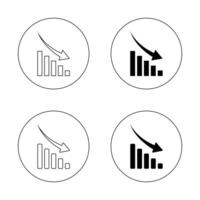 Decrease bar chart icon on circle line. Statistic sign symbol vector