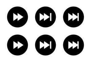Forward icon set on black circle. Next track sign symbol of media player elements vector