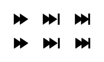 Forward icon set of media player element. Next track sign symbol vector