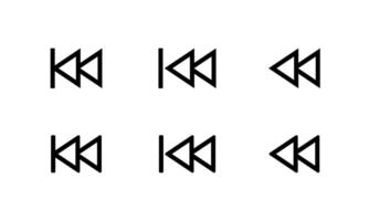 Rewind icon in line style. Backtrack sign symbol of media player element vector