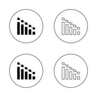 Decrease bar chart icon set on circle line vector