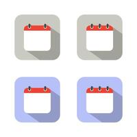 Blank calendar icon on square background. Date icon with long shadow vector