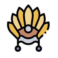 A yellow and brown flower with a white background vector