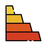 A pyramid of red, orange and yellow bricks vector