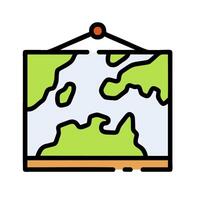 A map hanging on a wall with a green line vector