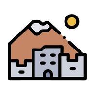 A mountain and a building in the background vector