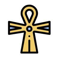 An egyptian cross with a blue and yellow design vector